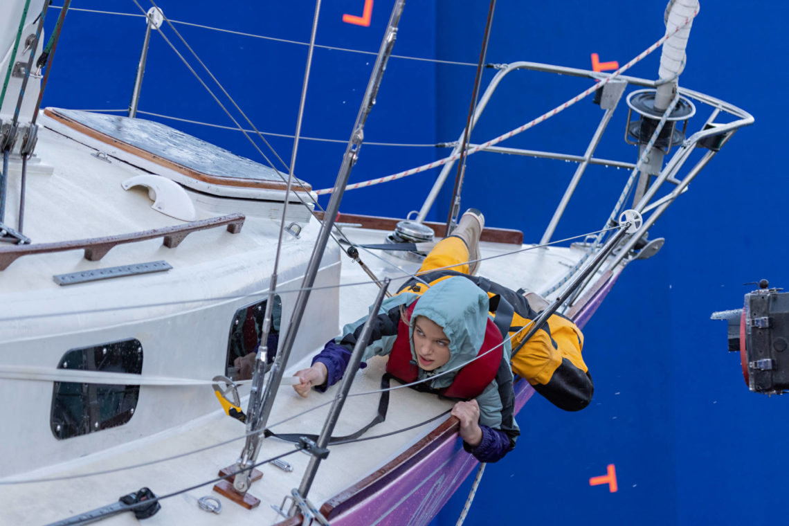 True Spirit. Teagan Croft as Jessica Watson on the set of True Spirit. Cr. Julian Panetta/Netflix © 2023