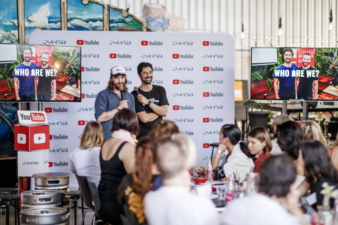 Changer co-founders Ant McCormack and Farhad Meher-Homji presenting a YouTube Accelerator workshop.